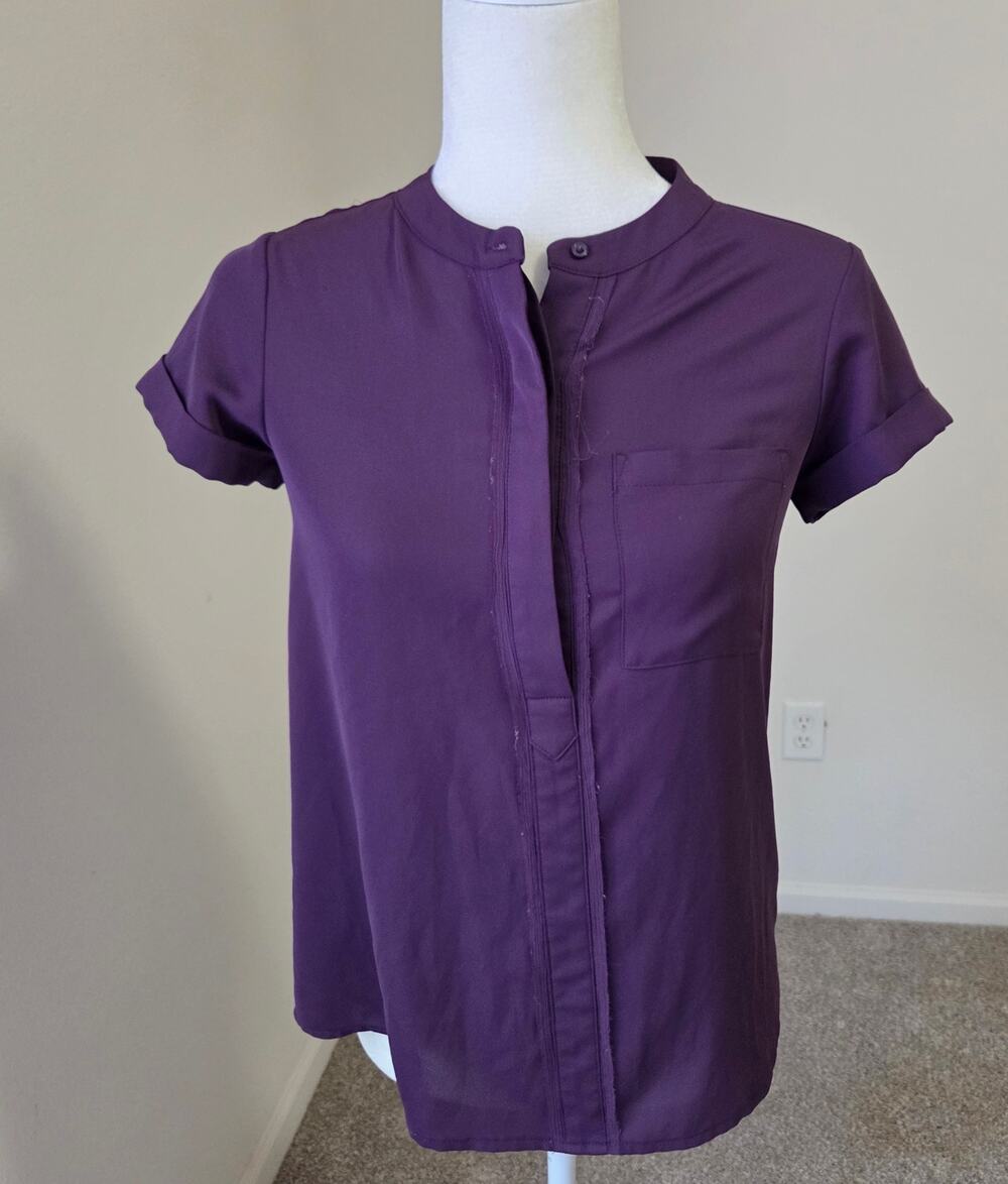 Simply Vera Verawang Silky Purple Blouse Womens Size PXS